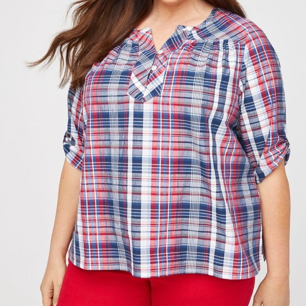 Catherine’s Blue/White/Blue Blouse Size 2X
NWT
